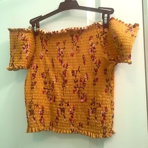 Scrunched Cropped Off Shoulder Shirt